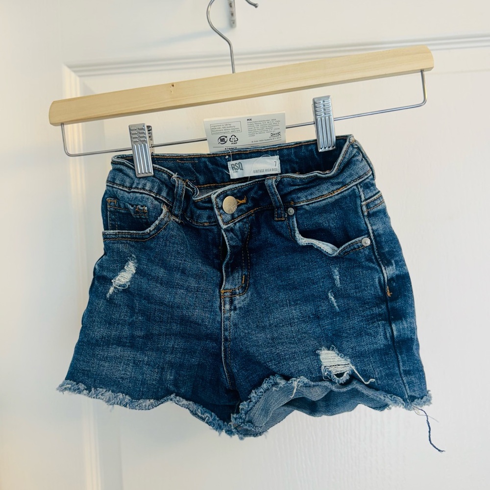 RSQ girls from Tilly’s Dark Blue Jean Shorts- vintage high rise kids size 7
